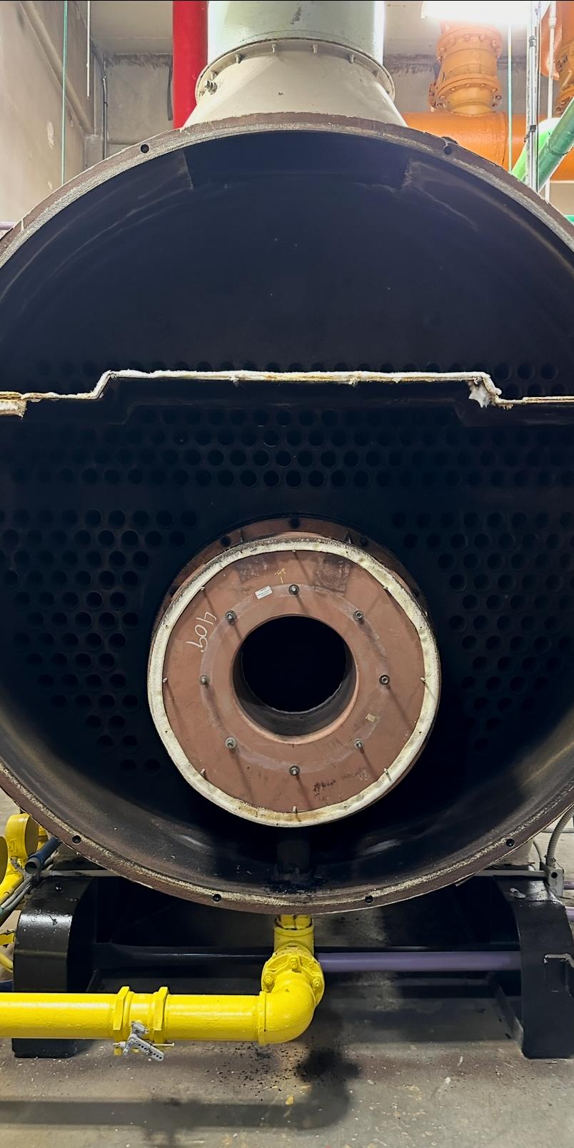A fire-tube boiler, opened up