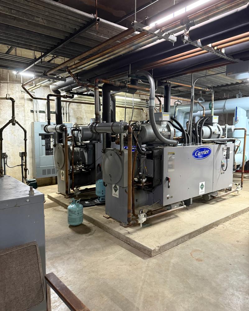 Chillers in a plant room