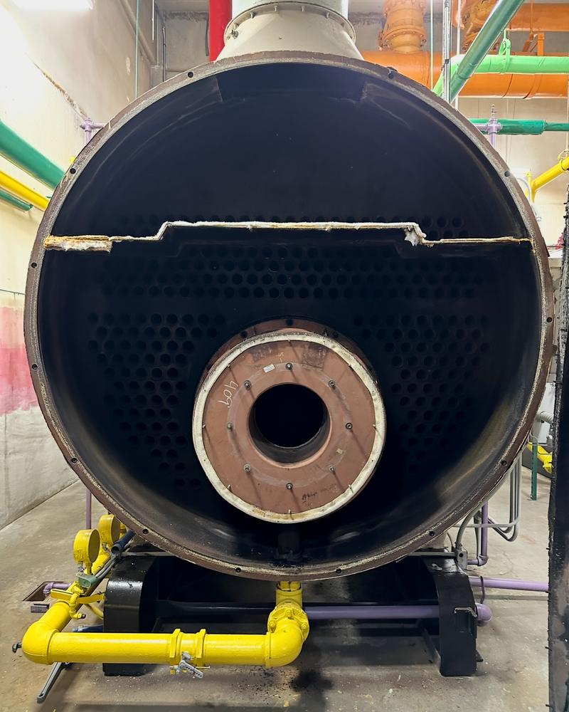 A fire-tube boiler, opened up