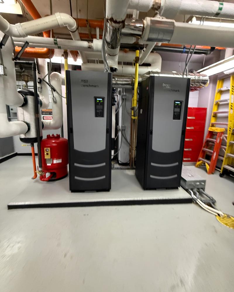 Two new boilers in a plant room